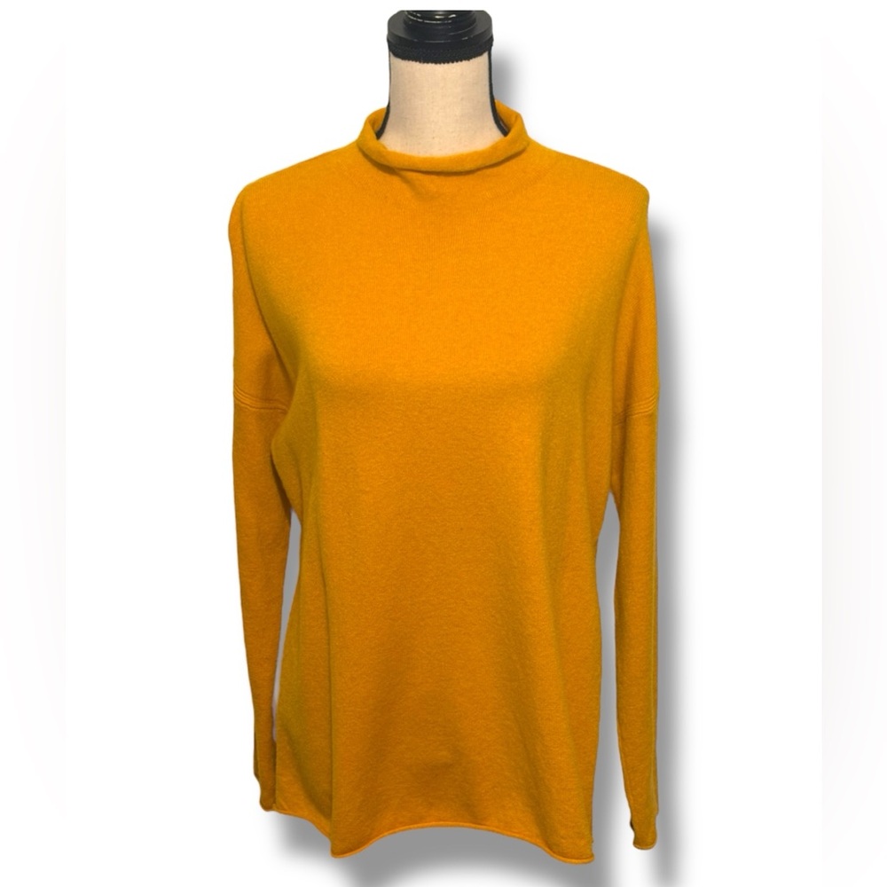 French Connection Sunshine Yellow Mock Neck Boxy Wool-Blend Sweater XS EUC